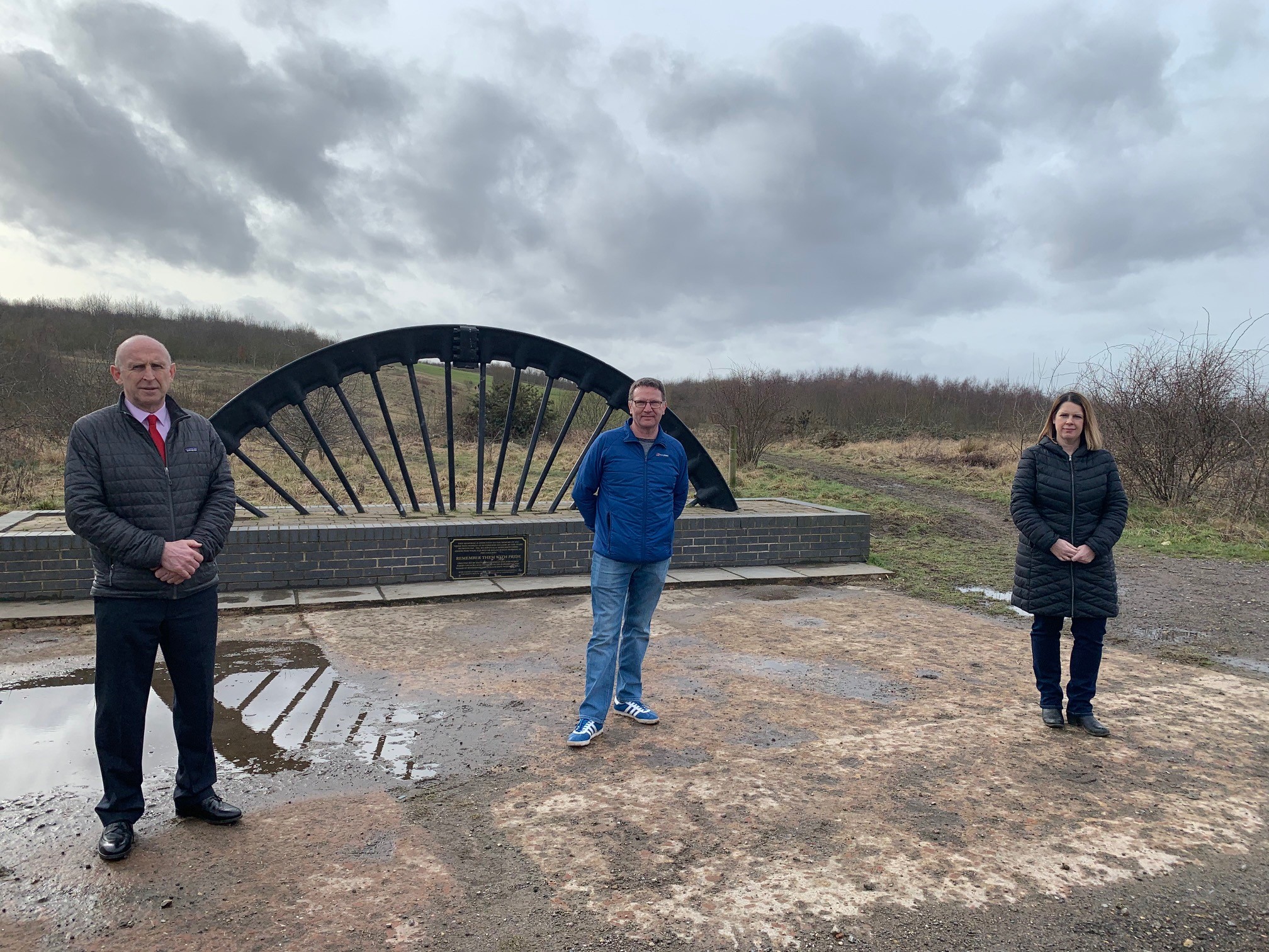 John Healey MP, Bob Boyle and Cllr Emma Hoddinott at Silverwood Nature Reserve.